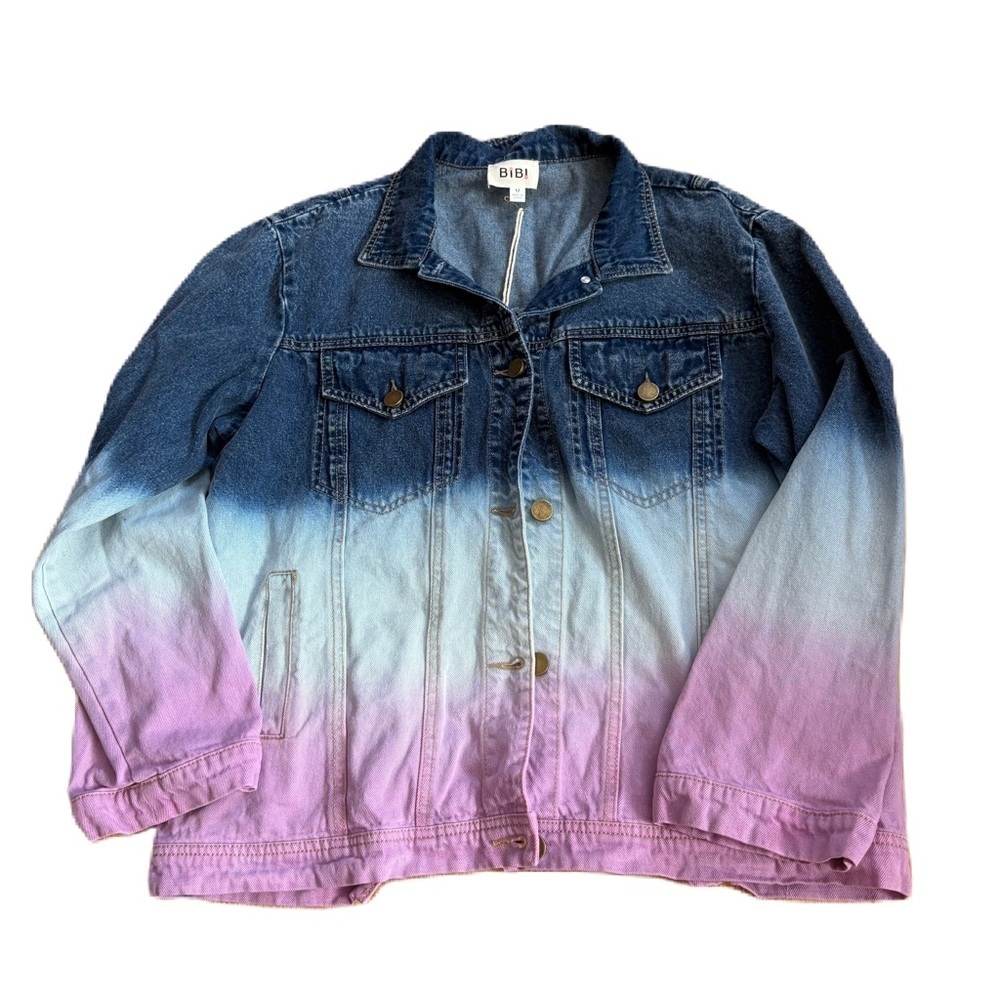 BiBi Blue Purple Ombre Jean Jacket Medium NEW Degrade Denim